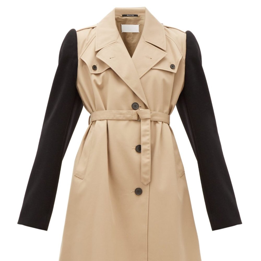 Maison Margiela Wool-sleeve twill trench coat